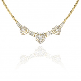 Yellow Gold Diamond Hearts Necklace 5.58ct TDW Yellow Gold Diamond Hearts Necklace 5.58ct TDW